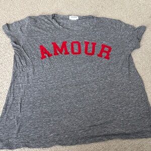 Zadig and Voltaire Gray T-Shirt with Red 'AMOUR' Print